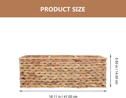 Water Hyacinth Storage Baskets 3-Section Wicker Baskets for Shelves Hand-Woven Vanity Basket for Bedroom Bathroom Pantry Shelf Closet - Coffee/1690