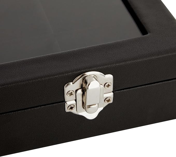 Juvale Black Velvet Jewelry Display Tray Organizer Case - Jewelry Display for Vendors w/Glass Cover - 24 Slot Tray with Removable Grids - Crystal & Rock Collection Box - Black 14 x 9.5 x2 in