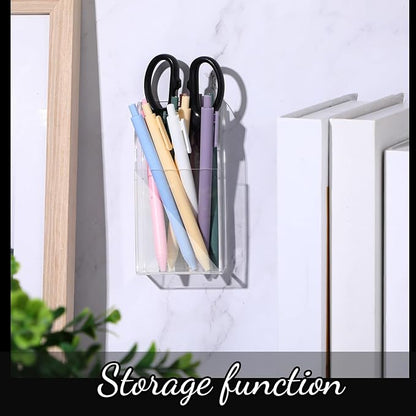 4 Pieces Acrylic Remote Control Holder Clear Wall Mount Media Organizer Single Compartment Pen Holder for Wall Pencil Holder TV Remote Holder Wall Mount Storage Box for File Makeup Marker Brush Phone