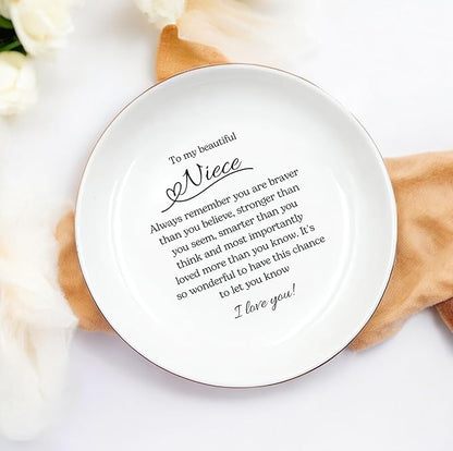Niece Gift from Aunt Auntie, Goddaughter Gift Ring Dish, Niece Keepsake, Niece Birthday Gift, Niece Jewelry Gift, Gift from Godmother, Gift from Godparents, Goddaughter Gift, Niece Jewelry Tray