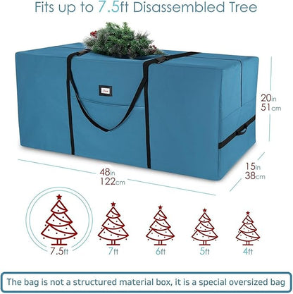 Hearth & Harbor 7.5 ft Christmas Tree Storage Bag - Artificial Christmas Tree Bag with Reinforced Handles, Dual Zipper, Wide Opening - Large Storage Container for Trees and Decorations, 600D Oxford