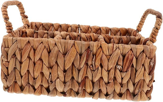 Cabilock Woven Storage Basket for Home Organization Hyacinth Cutlery Organizer Dividers Practical Tableware Basket for Kitchen and Dining Natural Material Multi-Purpose Use