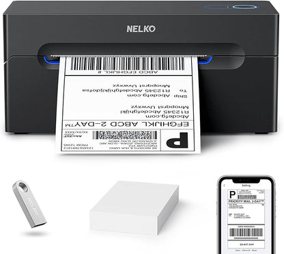 Nelko Bluetooth Thermal Shipping Label Printer, Wireless 4x6 Shipping Label Printer for Small Business, Support Android, iPhone and Windows, Widely Used for Amazon, Ebay, Shopify, Etsy, USPS