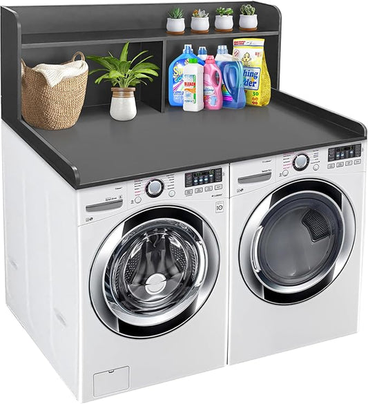 Royxen Laundry Countertop with 20“ Shelf Universal Fit, Washer and Dryer Countertop with Storage Space, Black