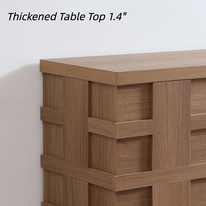 VividVibe Night Stand, Nightstand with Drawers, Bedside Table Large 3D Woven Texture Side Table Bedroom Home Office, End Table Mid Century Modern Accent Wooden Night Stand Set 2 Brown Oak