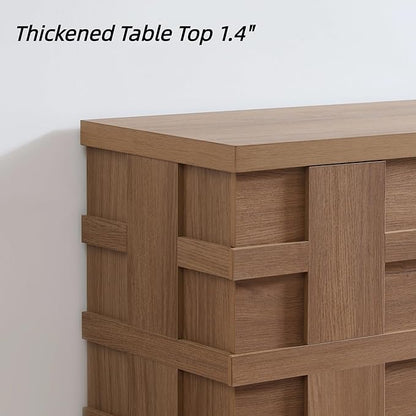 VividVibe Night Stand, Nightstand with Drawers, Bedside Table Large 3D Woven Texture Side Table Bedroom Home Office, End Table Mid Century Modern Accent Wooden Night Stand Set 2 Brown Oak