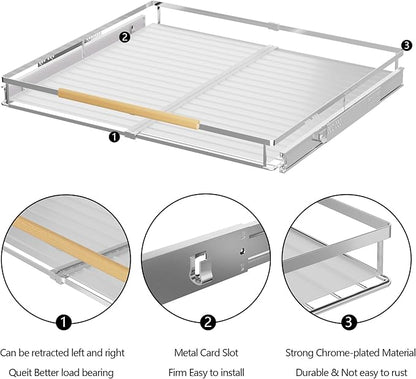 SANNO Pull Out Cabinet Organizer, Cabinet Slide Out Shelf, Pots Pans Organizers Shelves with Sliding for Cupboard Pantry Under Sink Closet, Expandable Width 17.1to 27" W x 22.5" D
