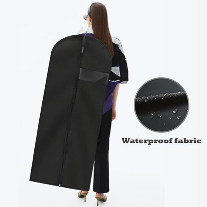 Dress Bags for Gowns Long, 60'' Garment Bags for Hanging Clothes, Suit Bag Cover for Storage and Travel (Black)