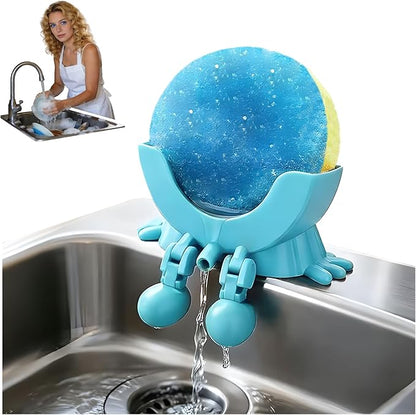 YHWABOICE Peeing Scrub Sponge Holder - Funny Sink Sponge Sponges Holder for Kitchen & Bathroom, Auto Draining Organizer, Kitchen Sink Drainer Rack (Blue-A)