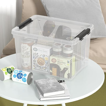 Neadas 40 Quart Plastic Storage Bin with Lid, Clear Storage Tote Bin, Pack of 4