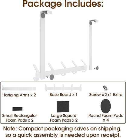 KitchLife Over The Door Hooks Hanger with 15.75 inches Extended Arms, Fit for 1-3/4" Doors, J40U, Thickened Bathroom Towel Rack Organization, 1 Pack Double-Hook, Glossy White