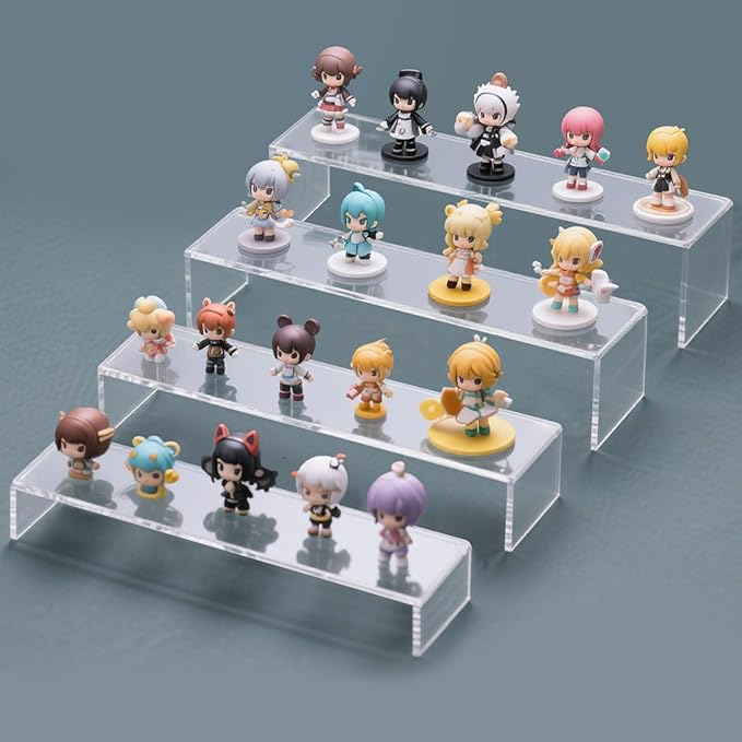 Acrylic Display Riser Stand,5mm Thickness, 12'' Length Tier Display Stands, Thickened to 0.2''(5mm) Acrylic Shelf Risers for Perfume Display,Risers for Buffet Table,Cupcake Stand,Pop Figurines,Tumbler,Food,8Pcs