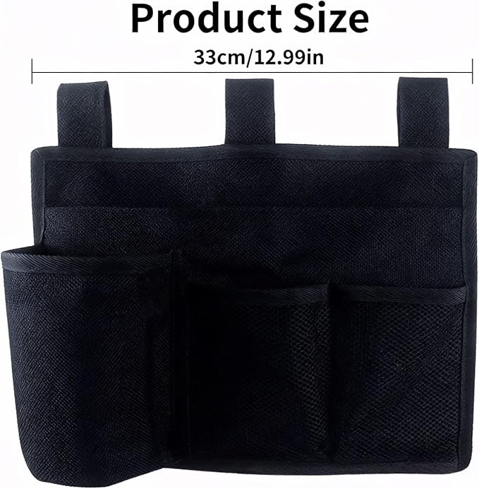 UlifeBetter Hanging Bedside Caddy Bedside Organizer Bunk Bed Storage Bag Hanging Pocket for Camp, Dorms & Hospital Bed Rails More (Black 4 Pockets)