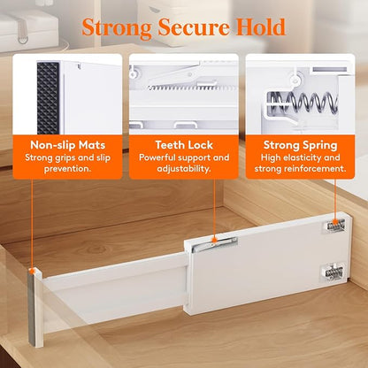 Lifewit 10 Pack Drawer Dividers 4" High,11-17" Adjustable Dresser Drawer Organizers for Clothes, Expandable Dresser Separators in Bedroom/Bathroom/Kitchen/Vanity/Office Organization and Storage, White