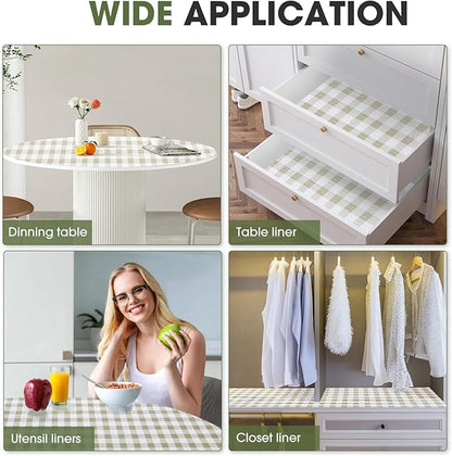 Beautysaid Shelf and Drawer Liner for Kitchen Cabinet, Non Adhesive Non Slip Shelf Paper Waterproof Washable Thickened for Dresser Pantry Shelve Bathroom Protector Liner(Checkered,18 in x 30 FT)