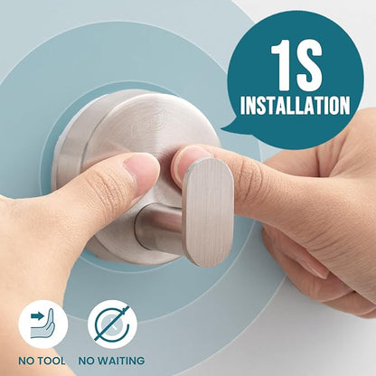TAILI 304 Stainless Steel Bathroom Suction Hooks for Towel, Bathrobe, Loofah, No Damage Hanging Glass Shower Wall Hook, Patented Strong Suction Cup Holder, Hold Up to 11 Lbs, 2 Pack, Silver