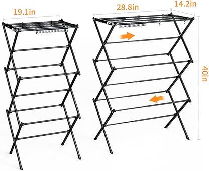 Clothes Drying Rack Household Indoor, Foldable Drying Rack Clothing for Laundry - 40" x 28.8" x 14.2", Space Saving Indoor&Outdoor, Black-1pack