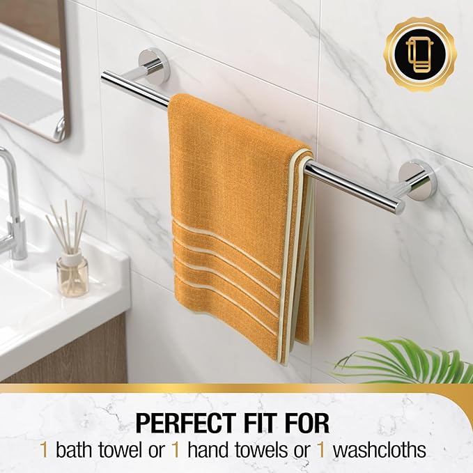HITSLAM Chrome 19.8 Inch Towel Bar for Bathroom, SUS304 Stainless Steel Bathroom Towel Rack Wall Mounted, Modern Home Decor Bath Towel Holder with Hardware Accessories