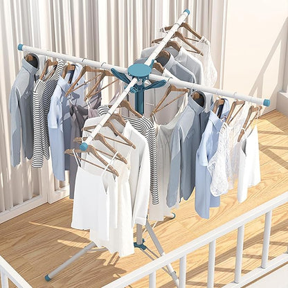 Clothes Drying Racks, Height-Adjustable 52 Inches Updated Version,Stainless Steel for Indoor Outdoor,Length Adjustable Saves Space,with 20 Windproof Hooks (Tripod Rack, 52")