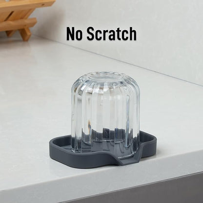 Zulay Kitchen Small Silicone Sponge Holder (4.9x3.3”) – Space-Saving Sink Organizer Tray for Sponge, Soap, Brush & More – Compact Non-Slip Dish for Kitchen & Bathroom (Grey)