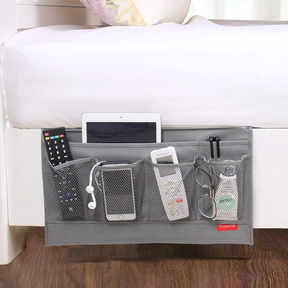 DuomiW 6 Pockets Bedside Storage Organizer, Bedside Caddy, Table Cabinet Storage Organizer, TV Remote Control, Phones, Magazines, Tablets, Accessories (Light Grey)