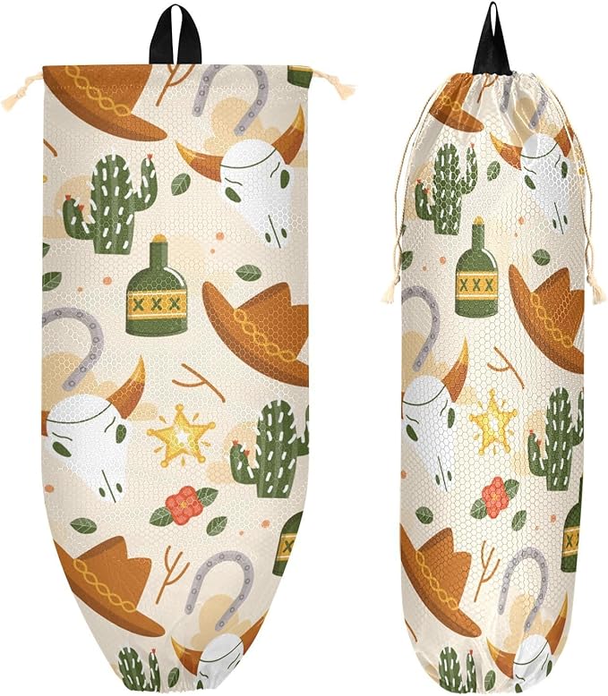1 PC Plastic Bag Holder Wall Mount Grocery Bag Holder Shopping Bag Trash Bag Storage Organizer Dispenser for Kitchen Closet 22 x 9 Inch Farmhouse Style