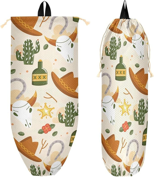1 PC Plastic Bag Holder Wall Mount Grocery Bag Holder Shopping Bag Trash Bag Storage Organizer Dispenser for Kitchen Closet 22 x 9 Inch Farmhouse Style