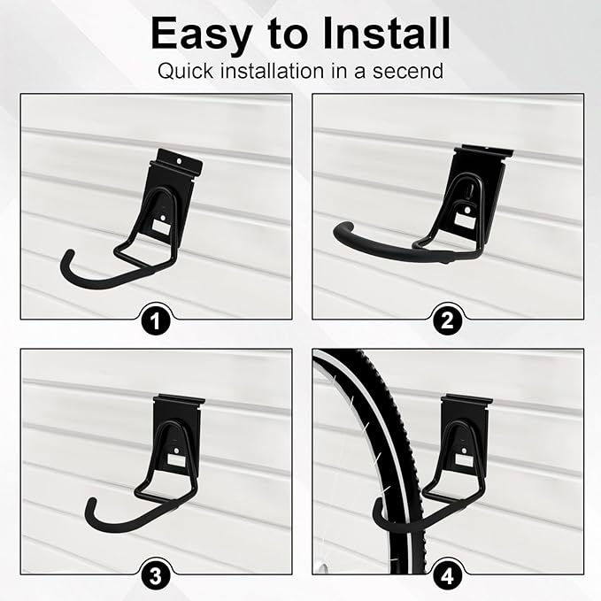 Slatwall Bike Hooks, Heavy Duty Bicycle Hangr with PVC Coating, Wall Mount Vertical Bicycle Storage Rack - 2 Pack