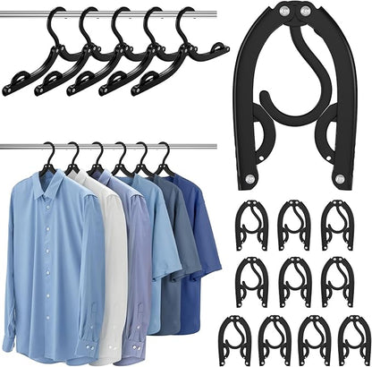 10 Pcs Portable Travel Hangers for Cruise Ship Essentials 2026, Plastic Folding Foldable Hangers Clothes Drying Rack Travel Accessories for Suitcase, RV, Camping, Flying, Hotel, Road Trip (Black)