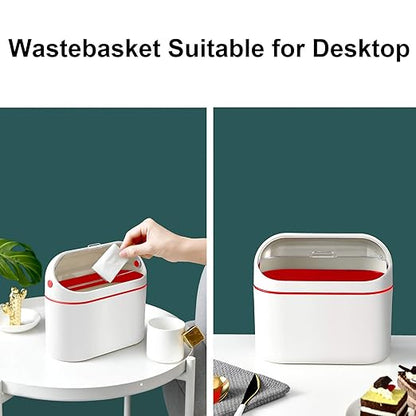 LALASTAR Lint Bin, Mini Desktop Trash Can with Lid for Office Countertop, Mountable Tiny Wastebasket for RV, Dorm, Freezer, Laundry and More (Orange)