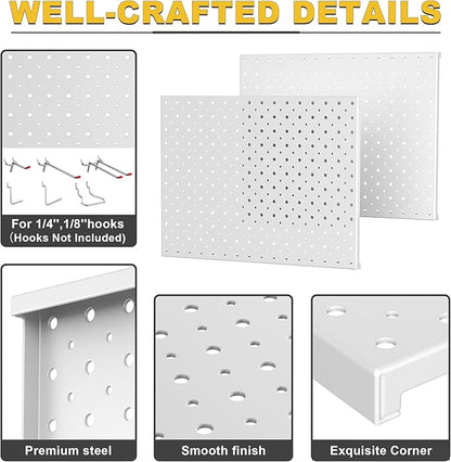 Ultrawall Metal Pegboard Panels, Pegboard Wall Organizer, Peg Boards for Wall, Garage Tool Storage Organization, 12"X16", 2pcs, Gray