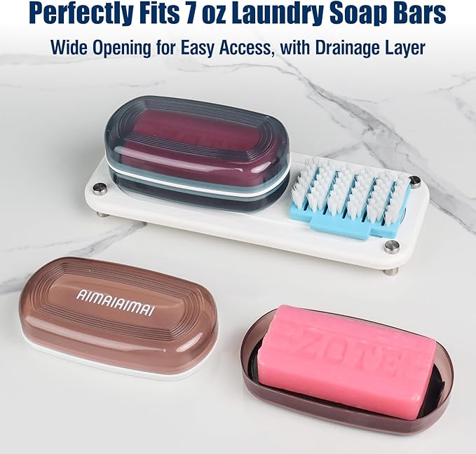 AIMAIAIMAI Shampoo Bar Holder Travel Case for Two Bars – Compatible with Kitsch Solid Shampoo & Conditioner Bars, Large Soap Container for Bathroom or Travel (1 Pack, Red Style A-Large)