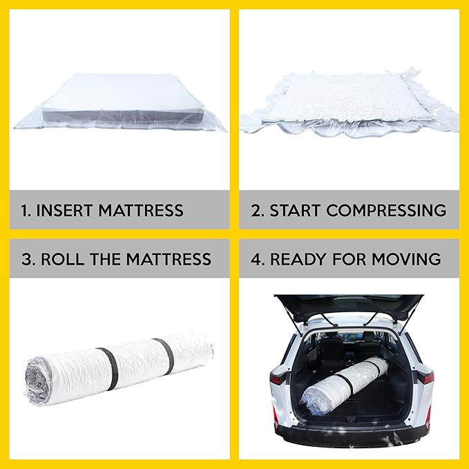 WORKKOOL Vacuum Mattress Bag for moving, Vacuum Sealed Bags for Mattress Storage, Mattress Compression Bag for Easy Moving&Storage, Foam and Latex Mattress Vacuum Bag with Straps(TWIN,TWIN-XL)