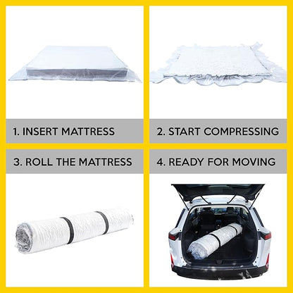 WORKKOOL Vacuum Mattress Bag for moving, Vacuum Sealed Bags for Mattress Storage, Mattress Compression Bag for Easy Moving&Storage, Foam and Latex Mattress Vacuum Bag with Straps(TWIN,TWIN-XL)