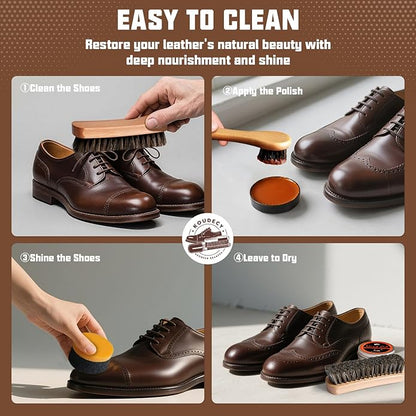 Shoe Shine Kit for Men & Women, 16Pcs Black Shoe Polish Kit for Leather Boots Care, Mens Gifts Ideas