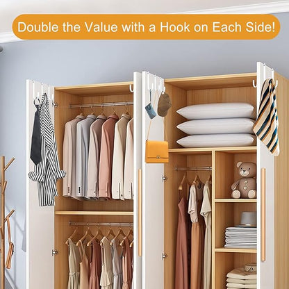 Double Sided Over The Door Hooks for Clothes. Over The Door Hanger Hook Set of Two. Towel Hanger for Bathroom, Wreath Hook, Coat Rack Hat Organizer or Plant Hooks for Ceiling 2 Pack