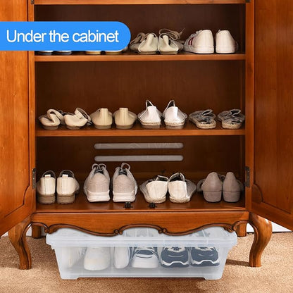 Feicanhao 42 L 4 Packs Plastic Under Bed Storage Container with Lids, Clear Underbed Storage Bin with Wheels