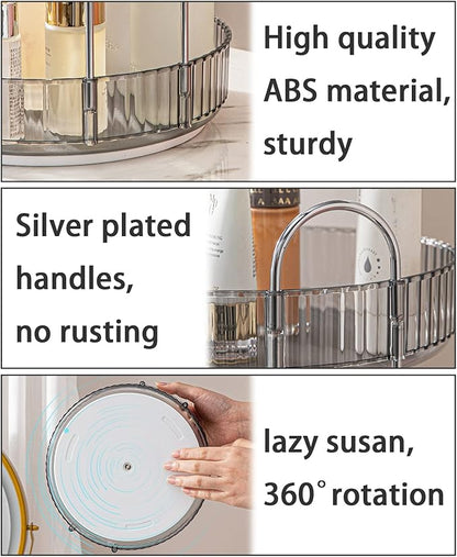 shuang qing Rotating Makeup Organizer for Vanity, High-Capacity Skincare Clear Make Up Storage Perfume Organizers Cosmetic Dresser Organizer Countertop 360 Spinning (Gray, 1 Tier)