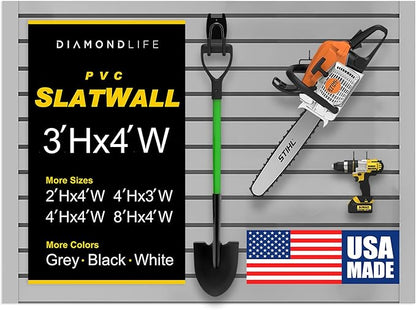 Heavy Duty 3x4 PVC Garage Slatwall Storage System (with Endcaps & Screws) - Modular Slat Wall Paneling for Garage Wall Organizer - Interlocking Slatwall Panels for Home & Commercial Use (Grey)