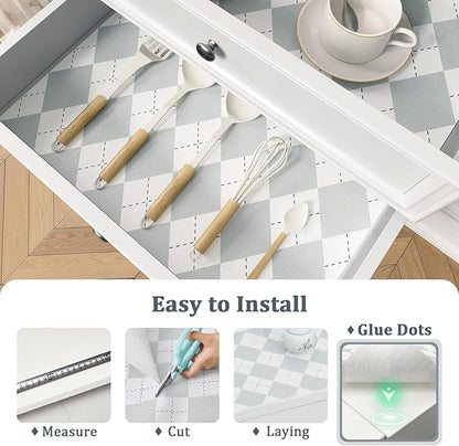 Shelf Liner for Kitchen Cabinets 18" x 360" Non-Adhesive Non-Slip Drawer Liners for Dresser, Waterproof Washable Paper, Durable Protector Mat for Pantry Shelves Cupboards, Light Grey