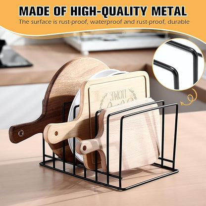 Chunful 2 Pack 7-Slot Cutting Board Rack Organizer Cookie Baking Sheet Rack Pan Organizer Pot Lid Holder Metal Tray Dividers for Kitchen Cabinet Storage Bakeware
