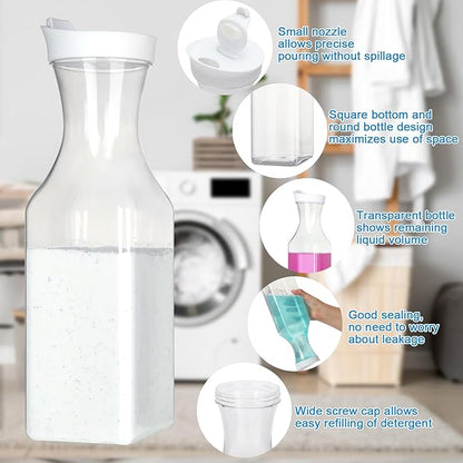 6 Pack Laundry Detergent Dispenser 53 oz Laundry Soap Dispenser with 20 Label Laundry Room Organization for Liquid Powder Bleach Scent Booster Beads