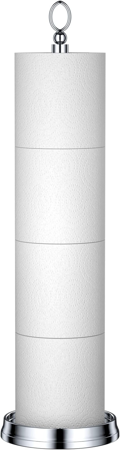 Heavy Weighted Toilet Paper Holder (with Reserve Function) Free Standing Toilet Paper Storage，Spare Toilet Paper Roll Holder Storage Stand for Bathroom Total Height 22.5" ，Chrome