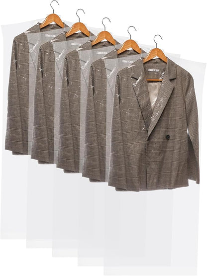 AVLA 50 Pack Plastic Garment Bags, Clear Dry Cleaner Bags, Dry Cleaning Hanging Clothes Cover, Transparent Coat Suit Dust Cover Protector Bag for Closet Storage, Home, Laundry, Laundrette, 23 x 59 In