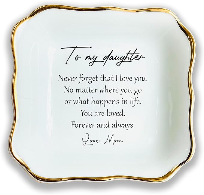 To My Daughter Gift, Ceramic Ring Dish For Girl Bride From Mom, Jewelry Dish, Trinket Tray, Daughter Birthday Gift, Daughter Present, Wedding Gift, Mother And Daughter, Daughter In Law Gift…
