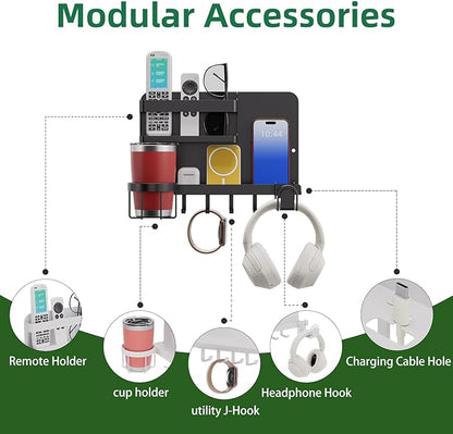 Versatile Bedside Wall Organizer, Floating Bedside Shelves, Wall Mount Essential Accessories for Room Decor, Dorm, Makeup Organizer, Remote Control Holder，Night Stand