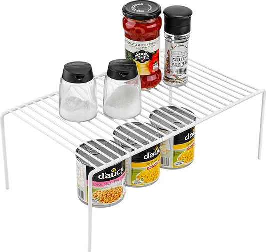 Redrubbit Medium (13 x 9. 4 Inch) Cabinet Storage Shelf Rack, Rustproof Kitchen Counter and Cabinet Shelf, Storage Rack Organizer for Kitchen, Fridge, Bathroom, Set of 6