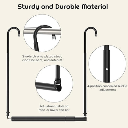 Hanging Closet Rod Adjustable Width Height Closet Rods For Hanging Clothes Black 2 Pack Closet Extender Hanging Rod Clothes Space-Saving Hanging Bar Organizer