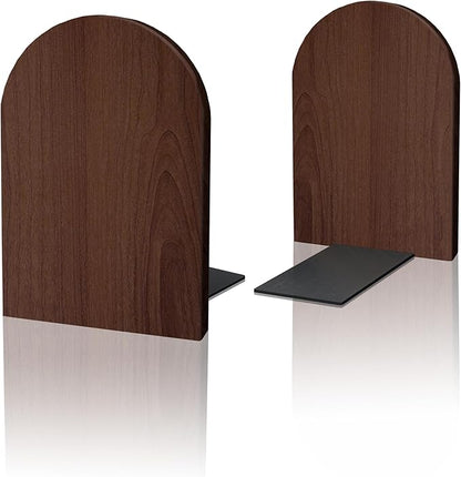 Walnut Wood Book Ends for Shelves - Hand Polished Edges, Non-Skid Bookends for Heavy Duty Book Holders Office Desk Shelves Decorative Book Organizer, 6.69"H x 4.72"W x 3.94"L (1 Pairs)