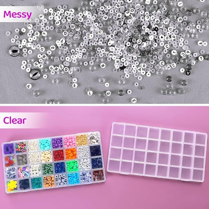Eppingwin 32 Grids Bead Organizer, Craft Organizers and Storage, Acrylic Organizers, plastic Bead Organizer Box for Crafts Organizing Storing (2 pcak)